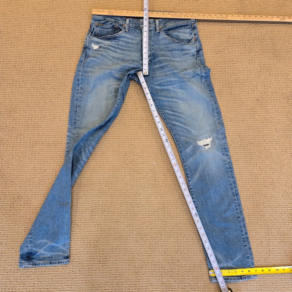 Polo Ralph Lauren Sullivan Slim Distressed Jeans Mens 34x34 Medium Wash Denim - Picture 9 of 14